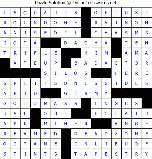 Solution for Crossword Puzzle 9011