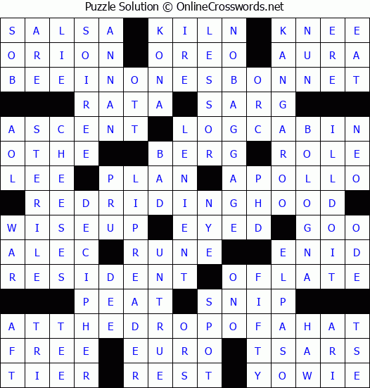 Solution for Crossword Puzzle #9012