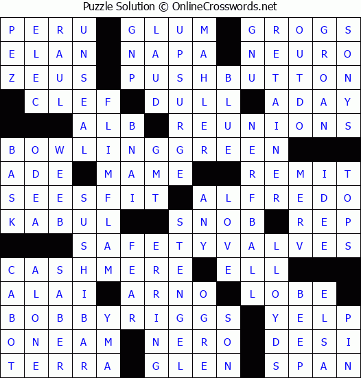 Solution for Crossword Puzzle #9015