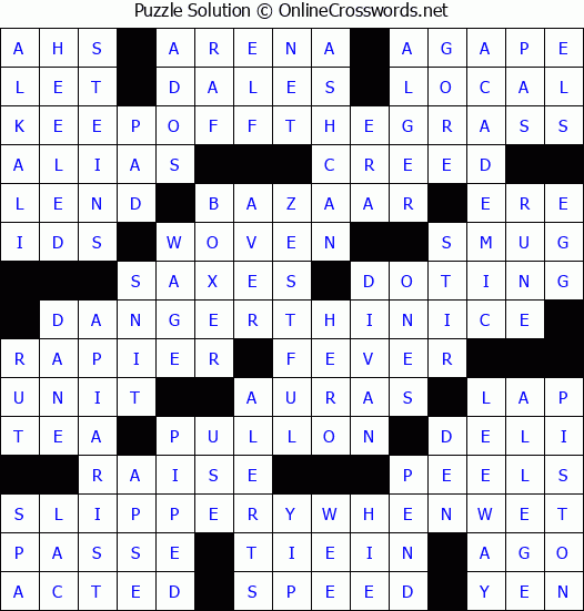 Solution for Crossword Puzzle #9030