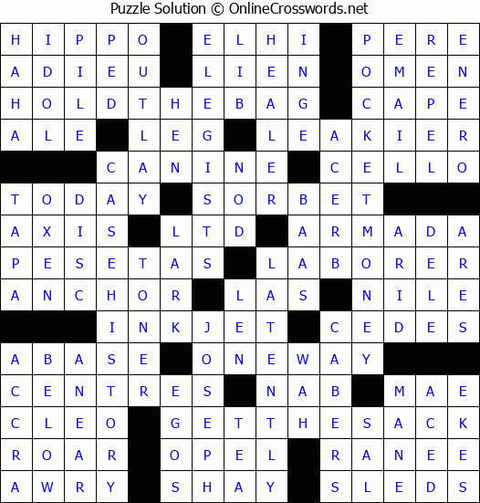 Solution for Crossword Puzzle #905