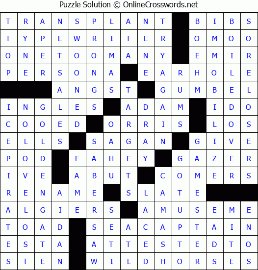 Solution for Crossword Puzzle #9059