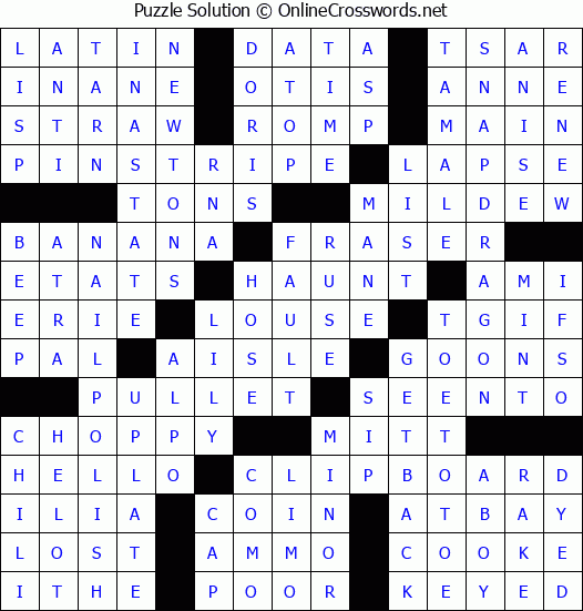 Solution for Crossword Puzzle #908