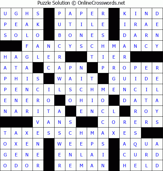 Solution for Crossword Puzzle #9084