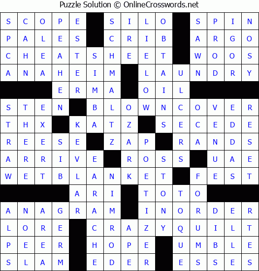 Solution for Crossword Puzzle #9090