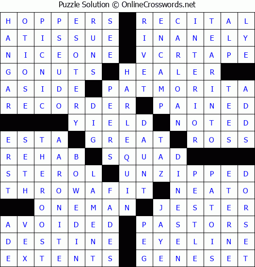 Solution for Crossword Puzzle #9128
