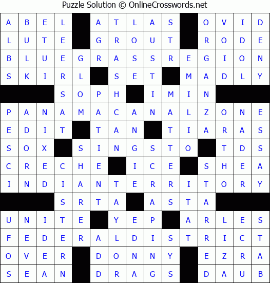 Solution for Crossword Puzzle #9129