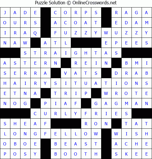 Solution for Crossword Puzzle #9132