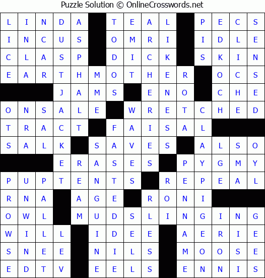 Solution for Crossword Puzzle #9143