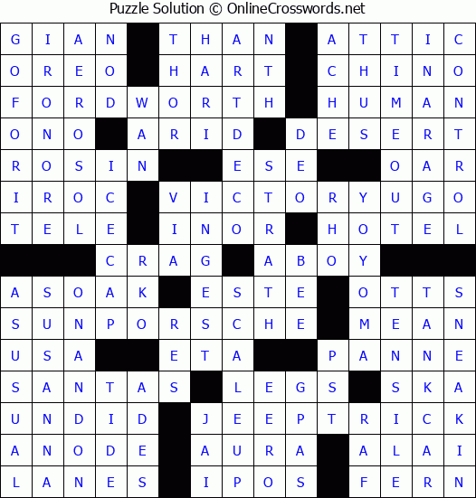 Solution for Crossword Puzzle #9162