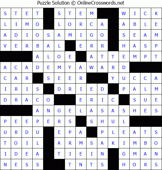 Solution for Crossword Puzzle #9197