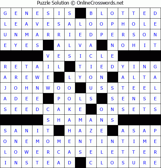Solution for Crossword Puzzle #9229