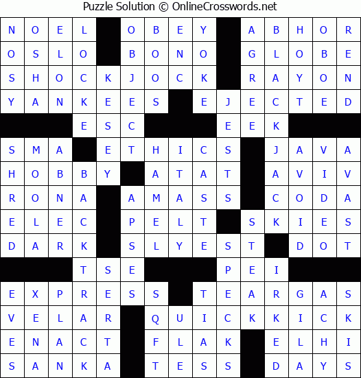 Solution for Crossword Puzzle #9242