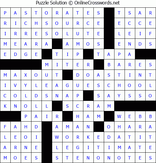 Solution for Crossword Puzzle #9247