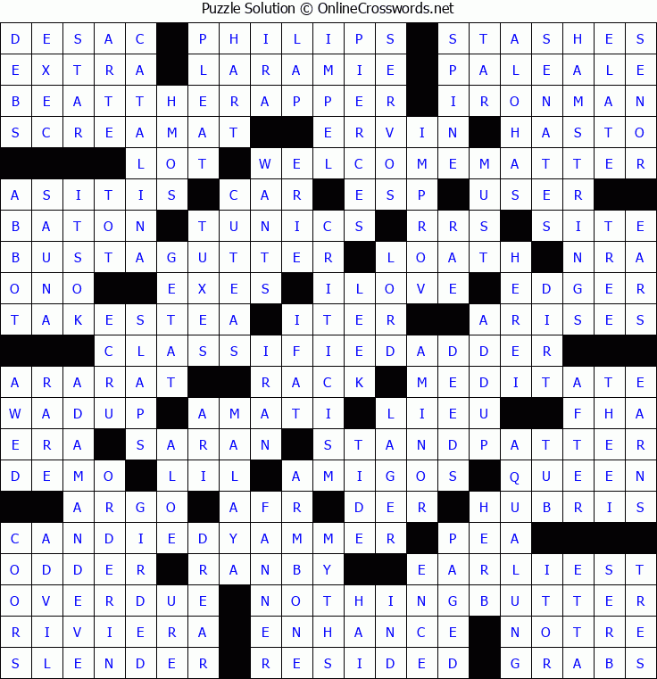 Solution for Crossword Puzzle #9284