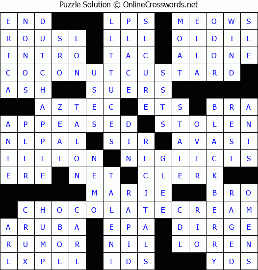 Solution for Crossword Puzzle #9296