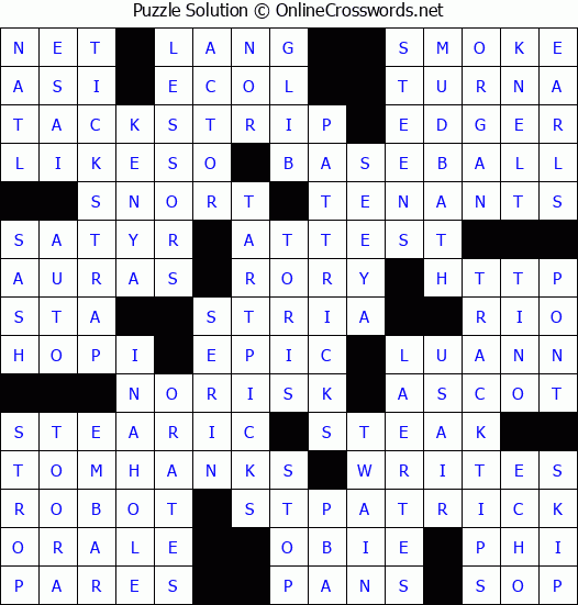 Solution for Crossword Puzzle #9318