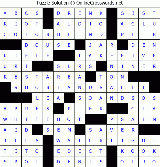 Solution for Crossword Puzzle #9325