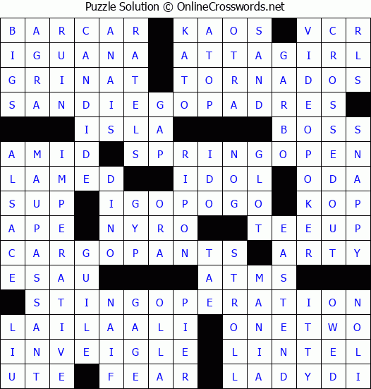 Solution for Crossword Puzzle #9329