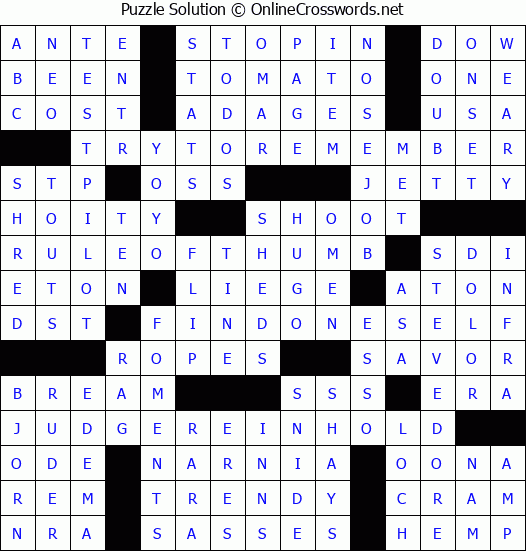Solution for Crossword Puzzle #9331