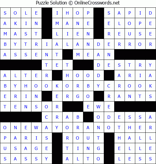 Solution for Crossword Puzzle #9335