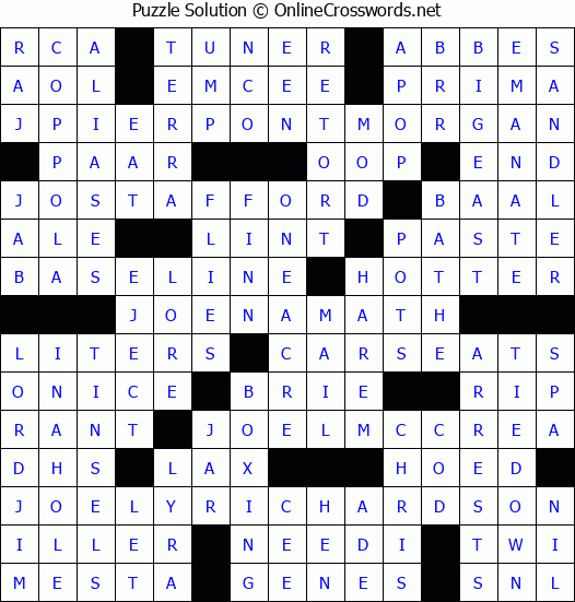 Solution for Crossword Puzzle #9338