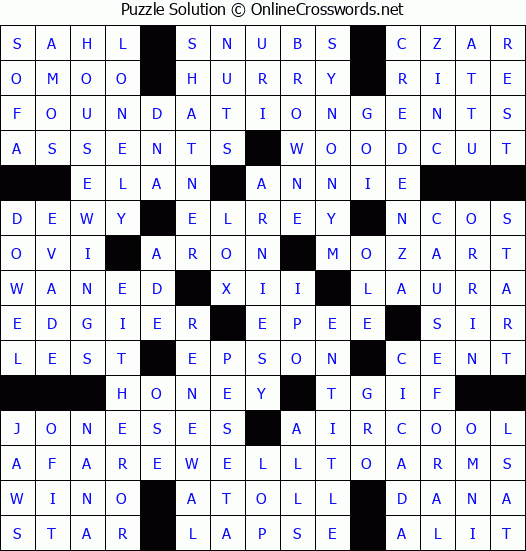 Solution for Crossword Puzzle #9344