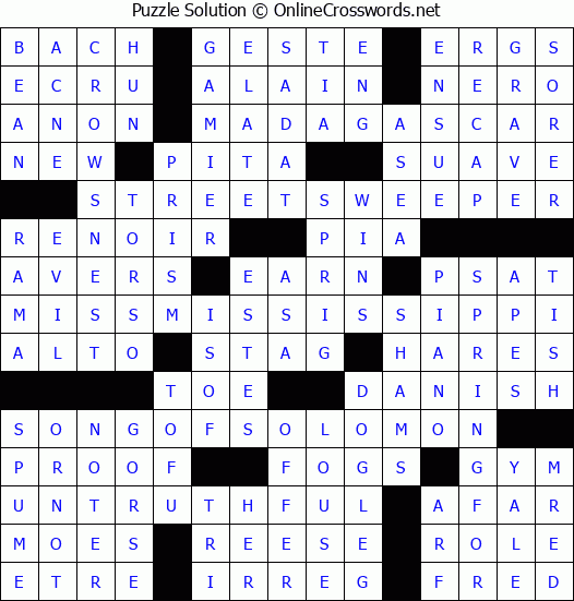 Solution for Crossword Puzzle #9350