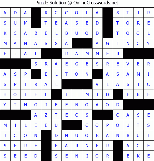 Solution for Crossword Puzzle #9361