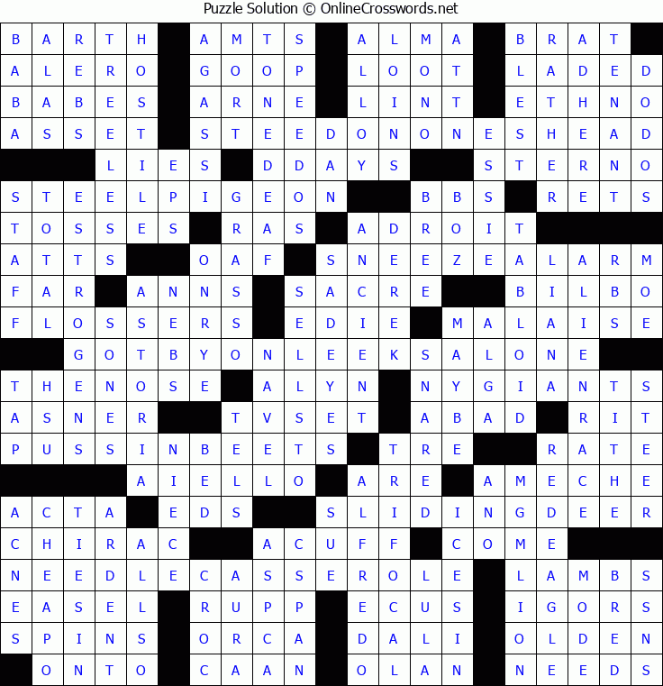 Solution for Crossword Puzzle #9366