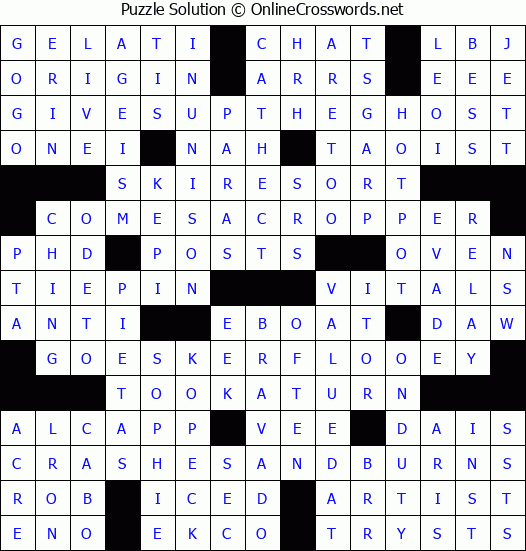 Solution for Crossword Puzzle #9374