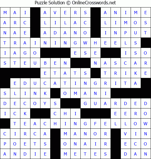 Solution for Crossword Puzzle #9377