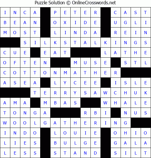 Solution for Crossword Puzzle #9380