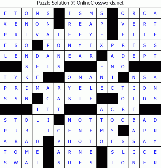 Solution for Crossword Puzzle #9385