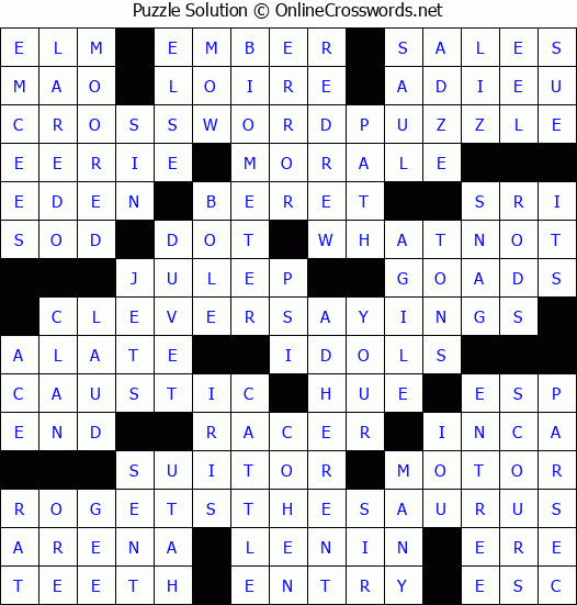 Solution for Crossword Puzzle #957