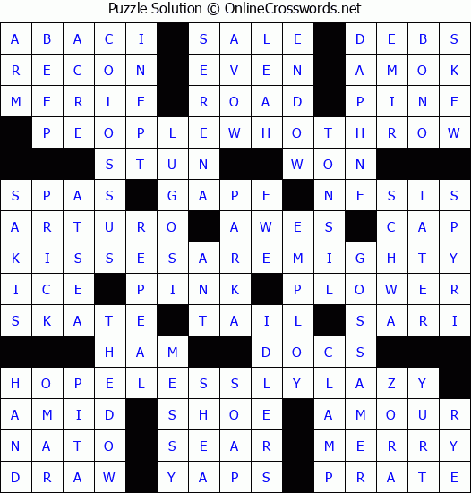 Solution for Crossword Puzzle #958