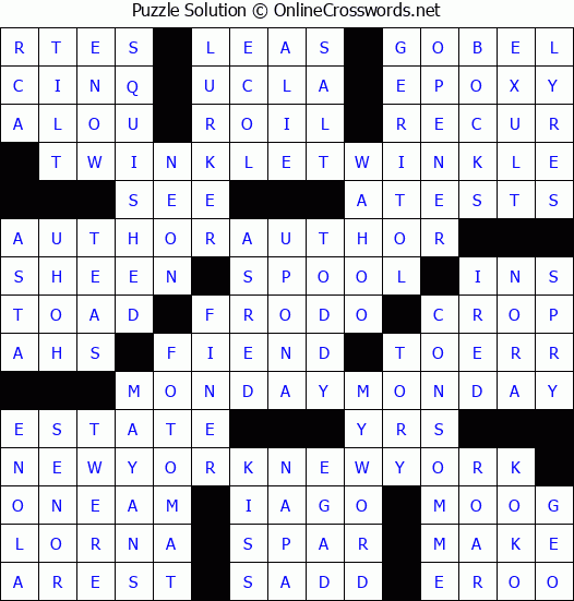 Solution for Crossword Puzzle #9024